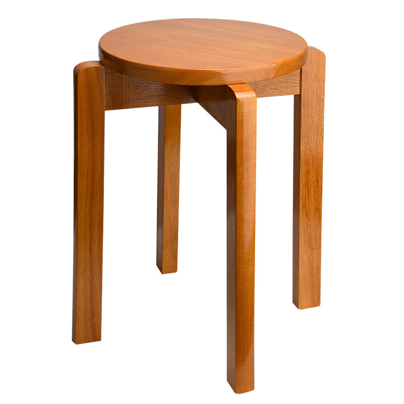 Solid Wood Stackable round Stool Restaurant Wooden Bench Household
