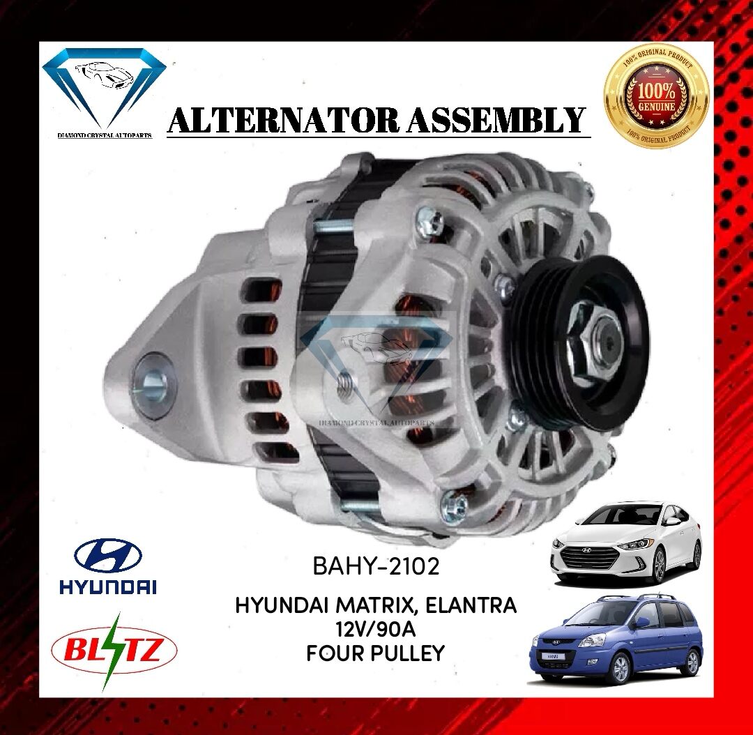 ALTERNATOR ASSEMBLY HYUNDAI ELANTRA, MATRIX 12V/90A FOUR PULLEY "BLITZ