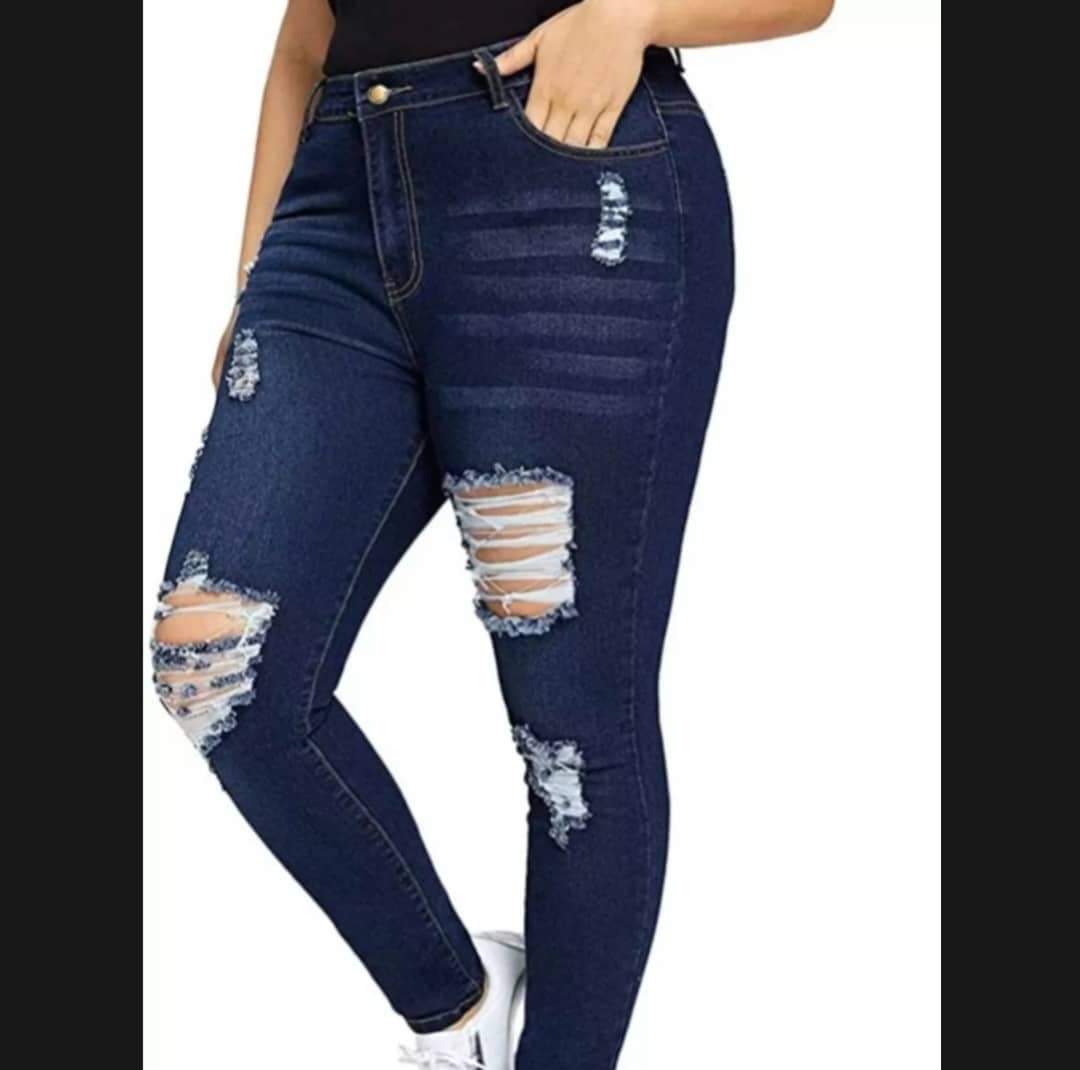 PLUS SIZE RIPPED STRETCH JEANS FOR WOMENS | Lazada PH