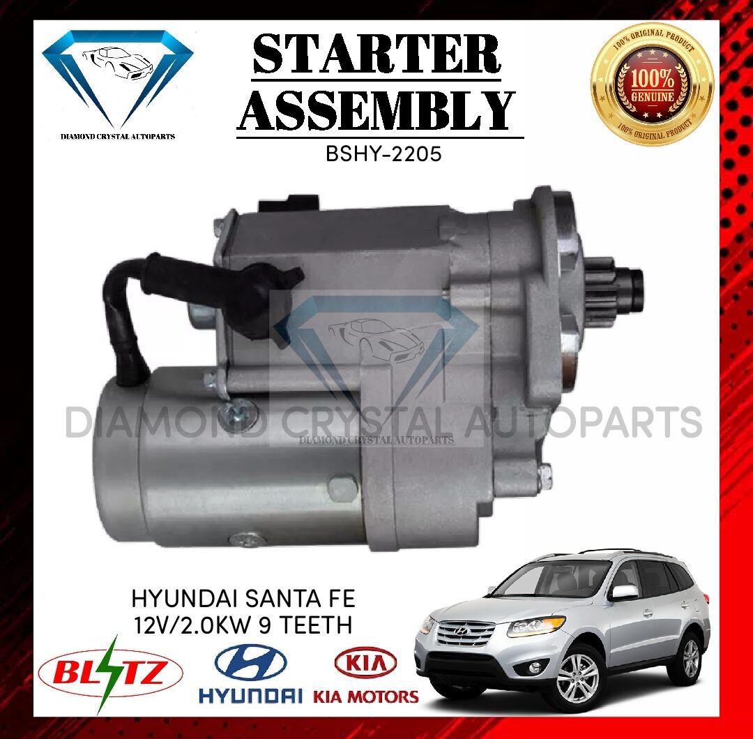 STARTER ASSEMBLY HYUNDAI SANTA FE 12V/2.0KW NINE TEETH "BLITZ BRAND ...