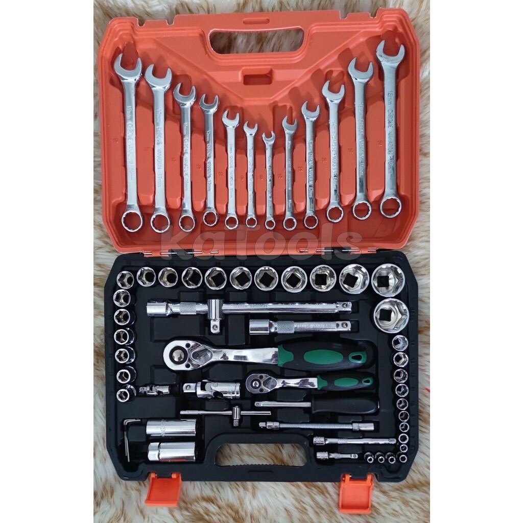 Makute 61pcs Professional Tools CRV Socket wrench set 1/4 + 1/2 Dr