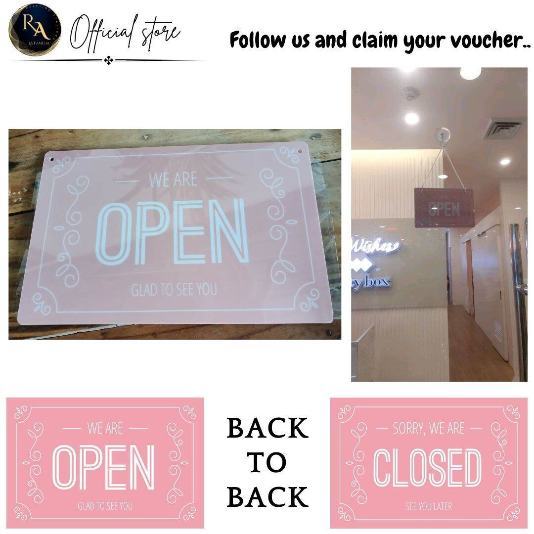 R A PVC OPEN AND CLOSED SIGNAGE HIGH QUALITY PRINT BACK TO BACK R a pvc open and closed signage high quality print back to back