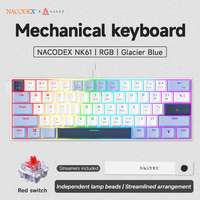 AJAZZ | AJAZZ NK61 Wired Gaming Mechanical Keyboard 60% RGB Hot-Swappable 61 Keys Red Switch Mini Keyboard for Gamer PC