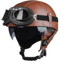 Motorcycle Helmet Leather Retro Casco Moto Summer Capacete De Moto Half Face Dot Certification Motorbike Half Helmets Vintage