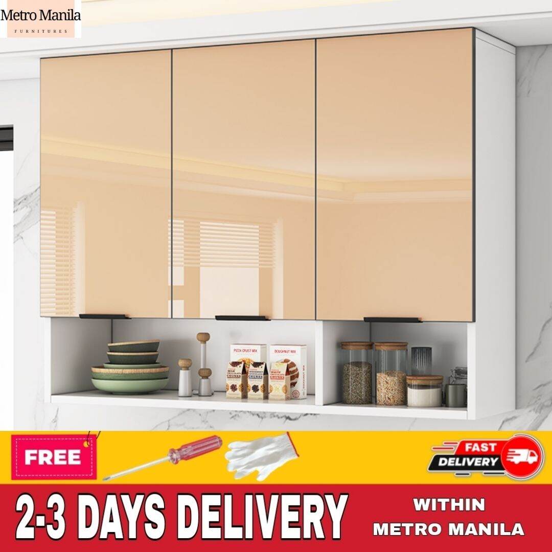 MMF16 GLOSSY Wall Mount Hanging Kitchen with Shelves, Hanging