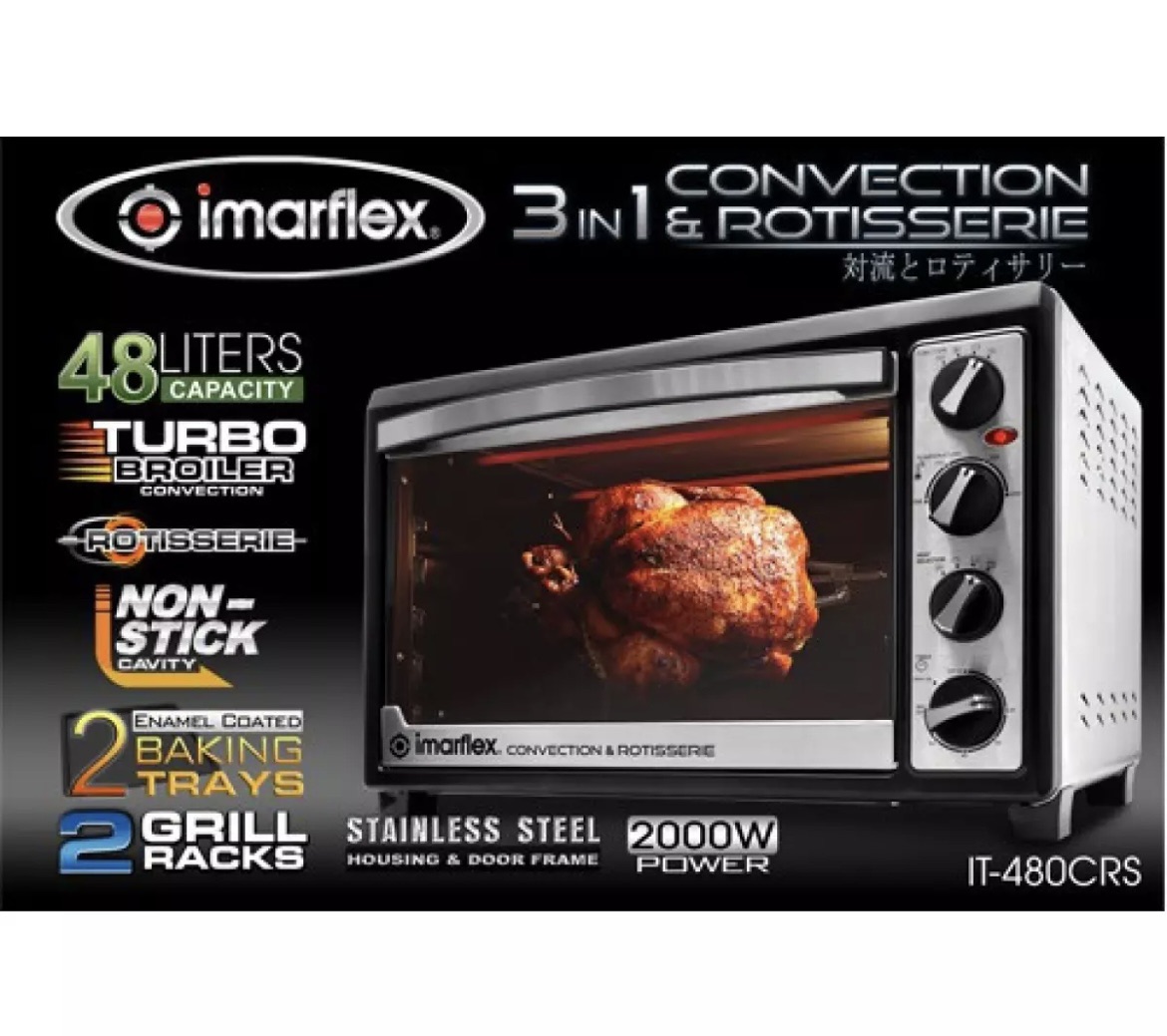IT-480CRS Imarflex 3in1 Convection & Rotisserie Oven Toaster