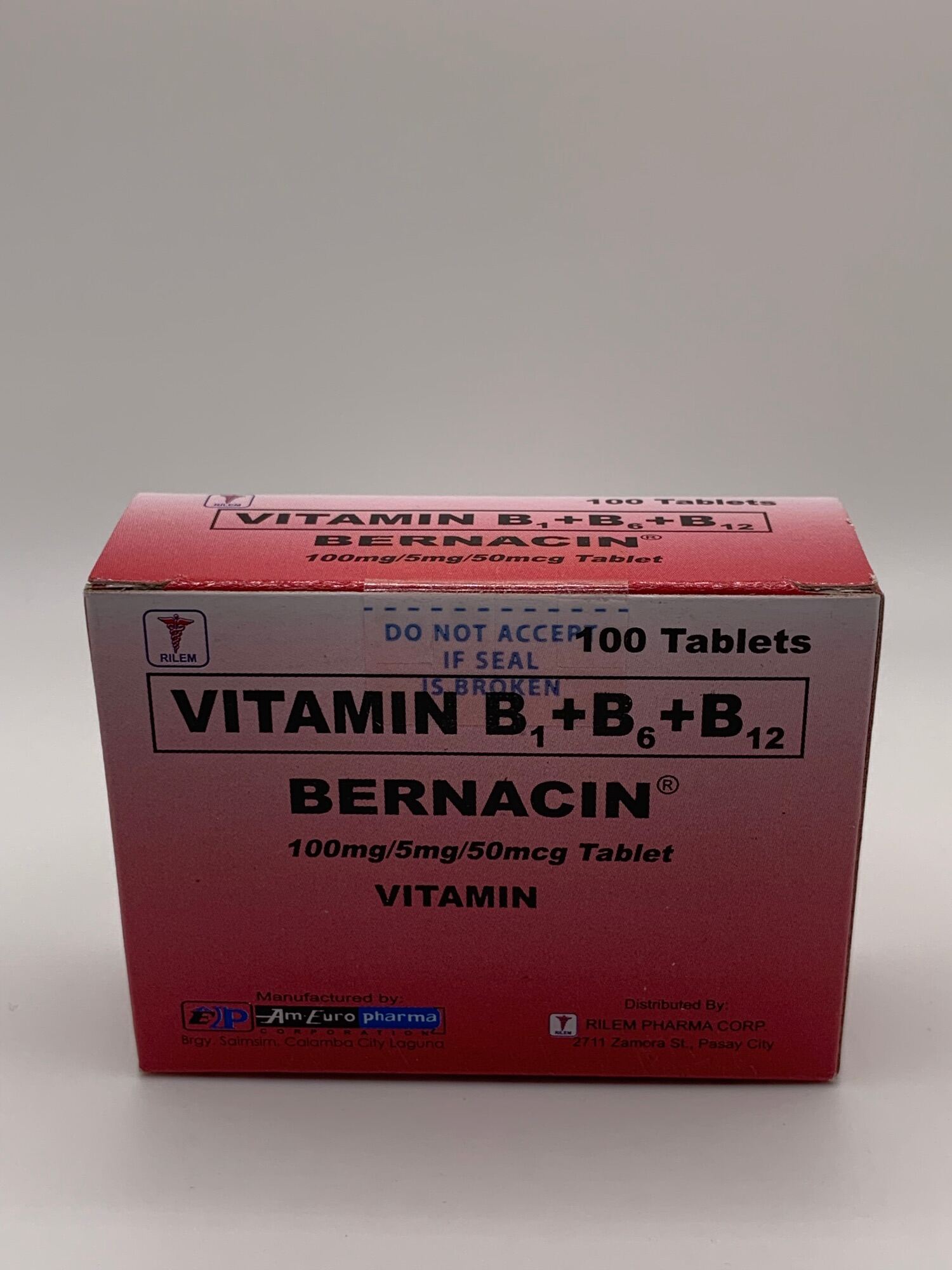 Vitamin B1 B6 B12 Bernacin 100tablets Lazada Ph