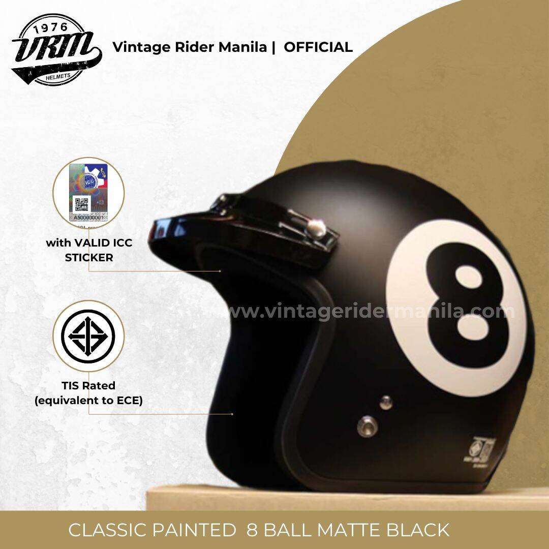 VRM 1976 Classic Painted 8Ball Half Face Helmets | Lazada PH