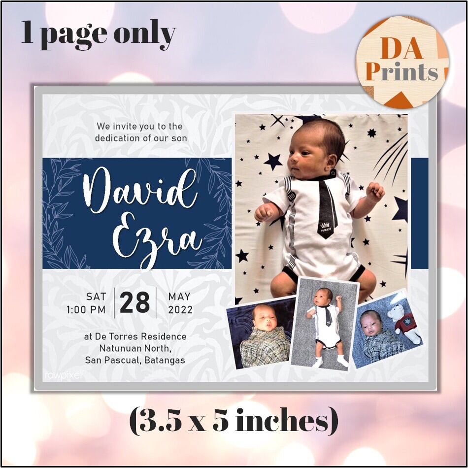 Boy Photo Baptism Invitation Instant Download Editable