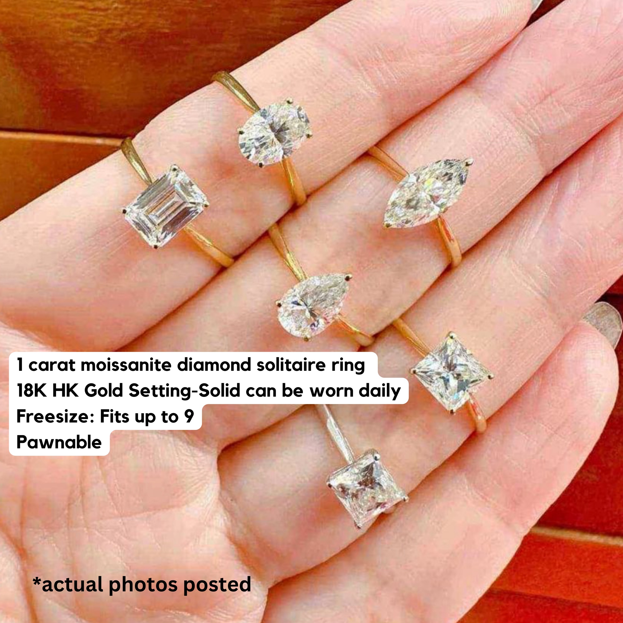 GoldandJewel 18K Gold Moissanite Diamond Engagement Ring Self Ring