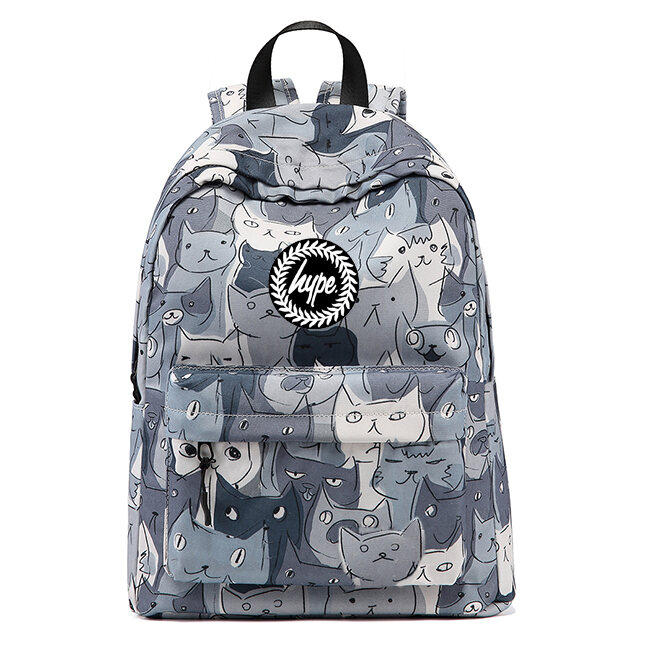 Just Hype Cartoon Cat Face Backpack CAT Group Print High School