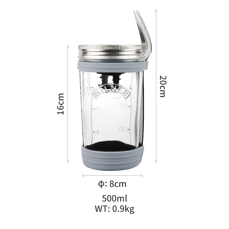 British Kilner Fruit Salad Overnight Cereal Glass Breakfast Jar with Lid Spoon Portable Brewing