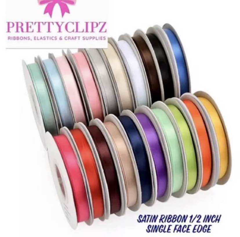 1/2 inch Single Face High Quality Satin Ribbon Sold Per 10 Yards