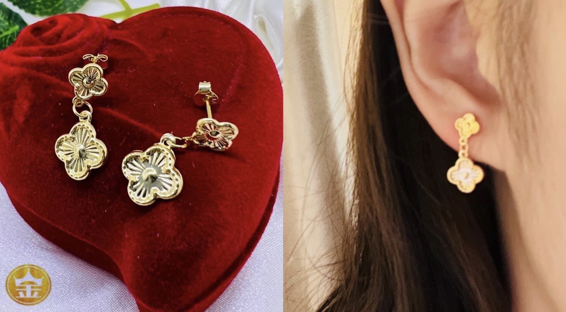 PAWNABLE 18k SAUDI GOLD DANGLING VCA EARRING Lazada PH