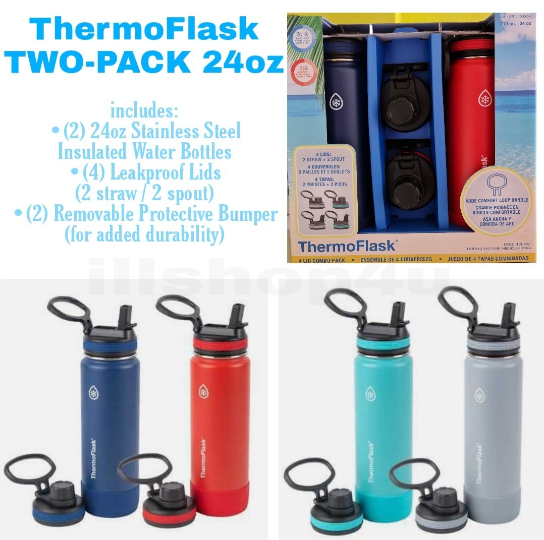 ThermoFlask 24oz Stainless Steel Water Bottle 2-pack