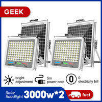GEEK BUY 1 TAKE 1 Solar Light 3000W Outdoor Waterproof Solar Flood Light with Solar Panel Super Battery Life 680LED IP67 Auto Dusk to Dawn Remote Control for Garden Patio Yard Security