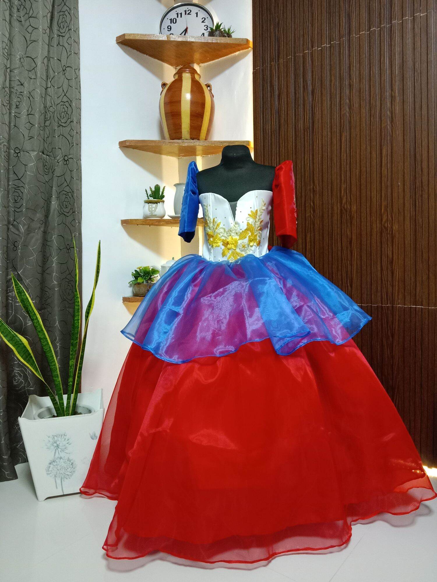 filipiniana dress flag design filipiiana gown again base on Philippines flag