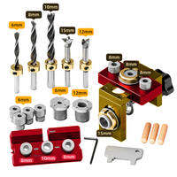 Woodworking 3 In 1 Doweling Jig Kit -Adjustable Wood Dowel Punch Locator Aluminum Pocket Hole Jig Cabinet Hole Drill Guide Tool