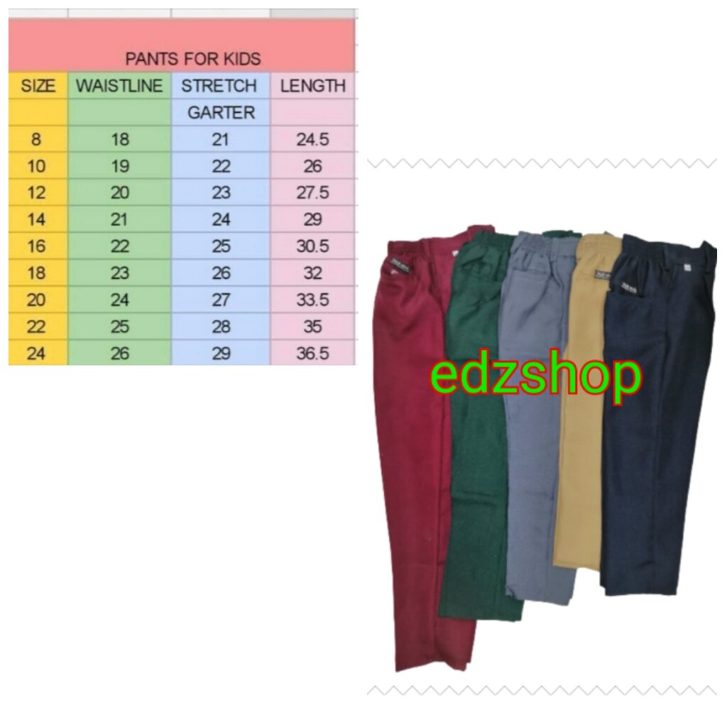 SCHOOL UNIFORM LONG PANTS,BACK GARTER