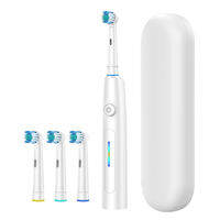 Afdeal | 3D Rotating Electric Toothbrush 5 Modes USB Fast Rechargeable Rotary Electric Toothbrush with Travel Case 4 Brush Heads