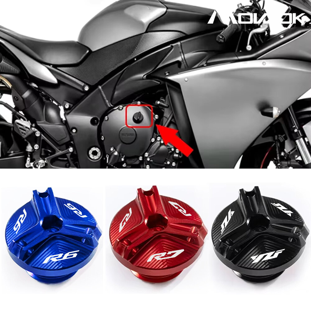 Billet Aluminum Engine Oil Filler Cap Plug Cover For Yamaha YZF R1 R3 R6 R25 R6S R125 R15