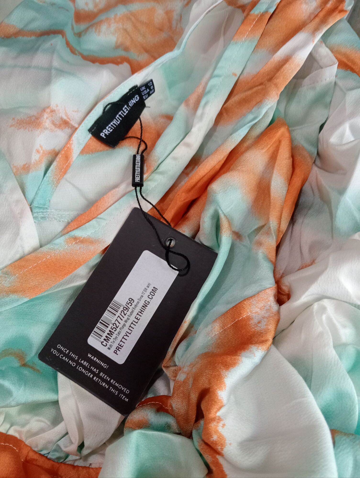 multi tie dye satin plunge wrap ruched bodycon dress Multi Tie Dye Satin Plunge Wrap Ruched Bodycon