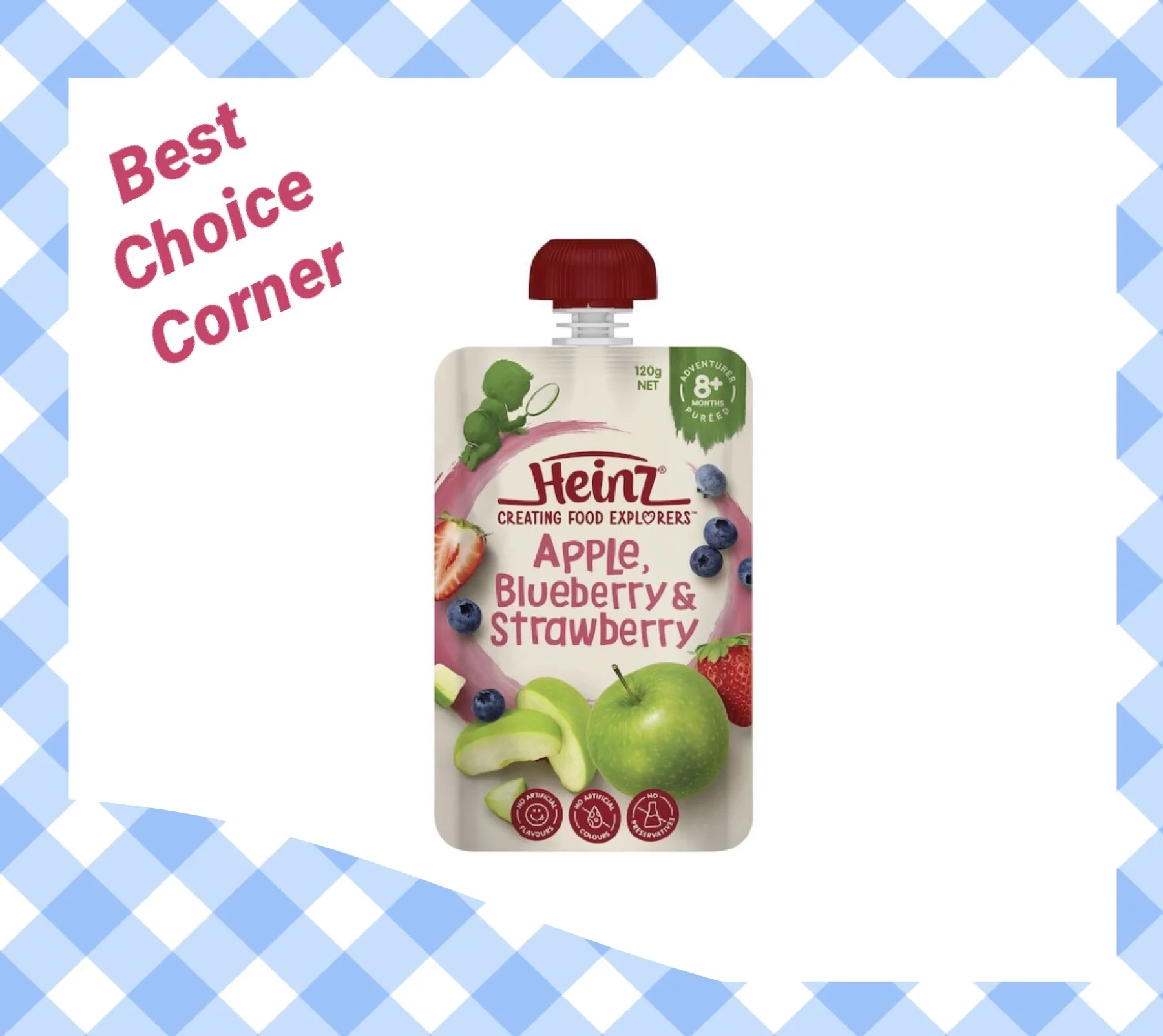 Heinz 8 Months+ Apple, Blueberry & Strawberry 120g