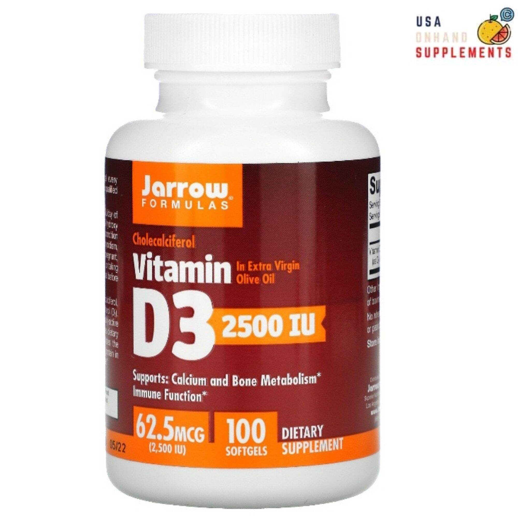 Jarrow Formulas, Vitamin D3, Cholecalciferol, 62.5 mcg (2,500 IU), 100 ...