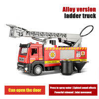 1:50 Alloy Fire Truck Firefighter Simulation Sprinkler Car Diecast Water Spray with Light Music Rescue Car Children Toy Boy Gift