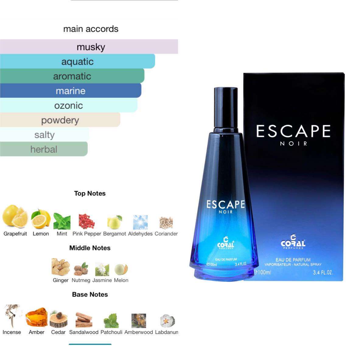 Escape noir perfume new arrivals