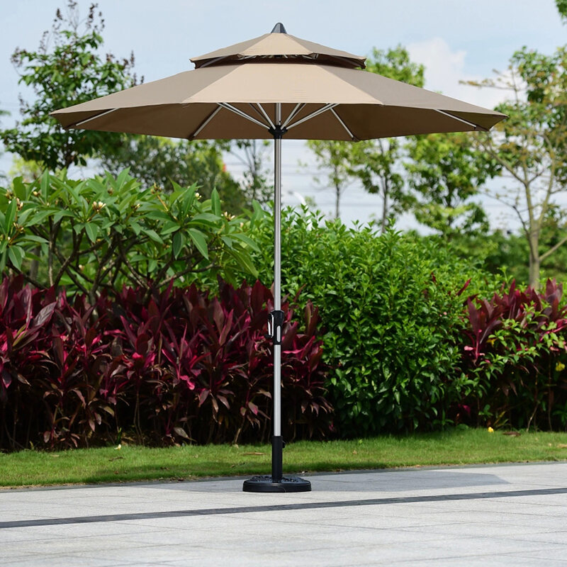 Outdoor Sun Umbrella Garden Insert Table and Chair Mid-Column Umbrella ...