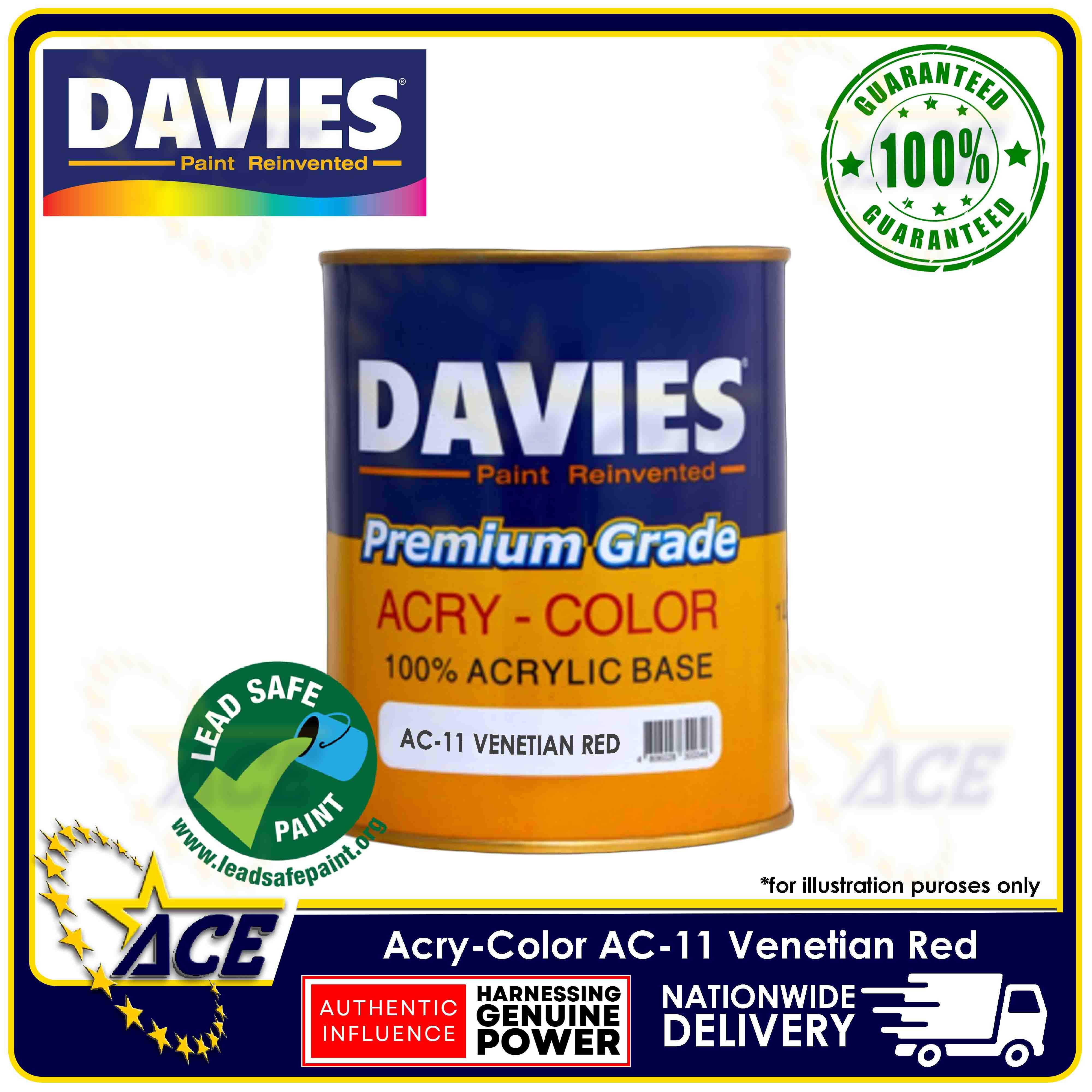 DAVIES PREMIUM GRADE ACRY-COLOR 100% ACRYLIC BASED WHITE BASED PAINT AC-11 VENETIAN RED 60ml