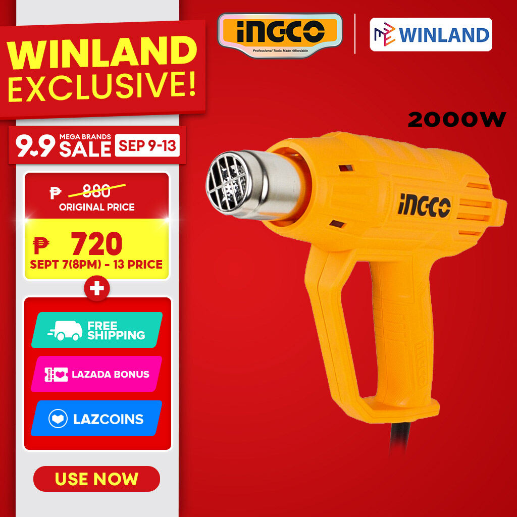 Ingco 2000w Heat Gun with 2 Speed Levels Adjustment