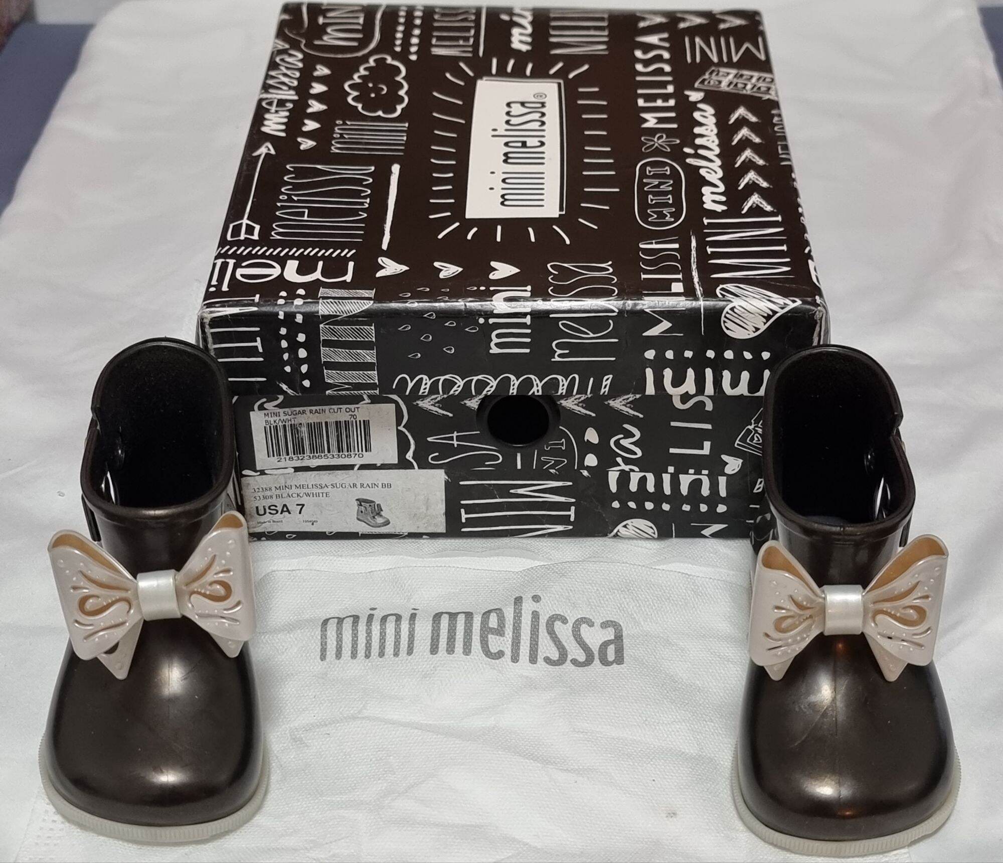 TODDLER BOOTS MINI MELISSA SUGAR RAIN CUT OUT TODDLER US 7 BLACK AND WHITE Lazada PH