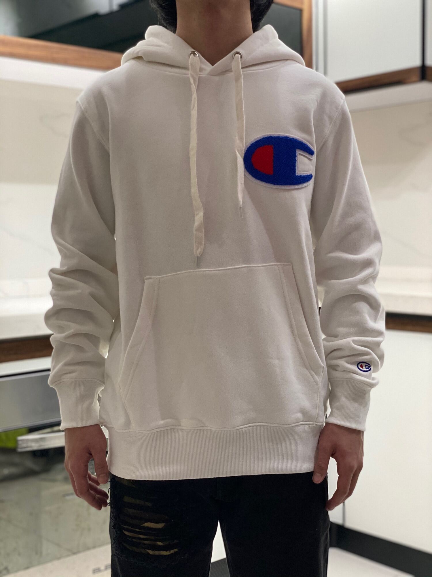 White champion clearance hoodie big c