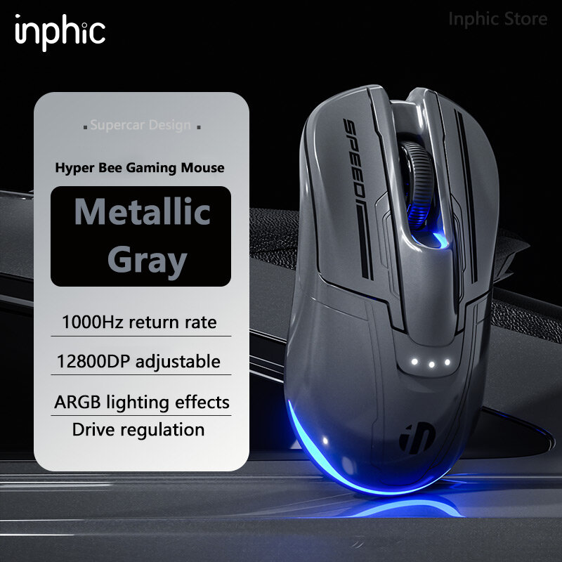 Inphic Design INPHIC Hyper Bee Wireless Gaming Mouse Ergonomic 500mA battery Level ...