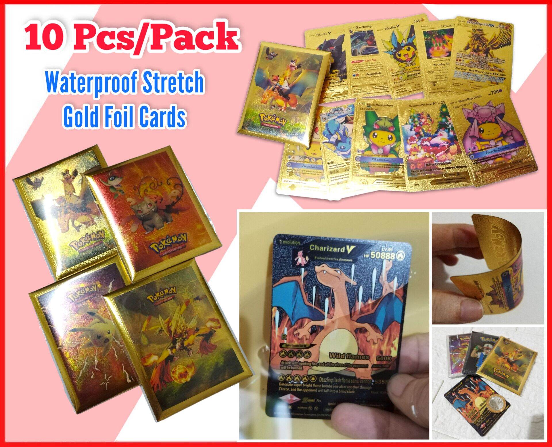 Buy 55Pcs Pokemon Cards Gold Black Silver Spanish French English