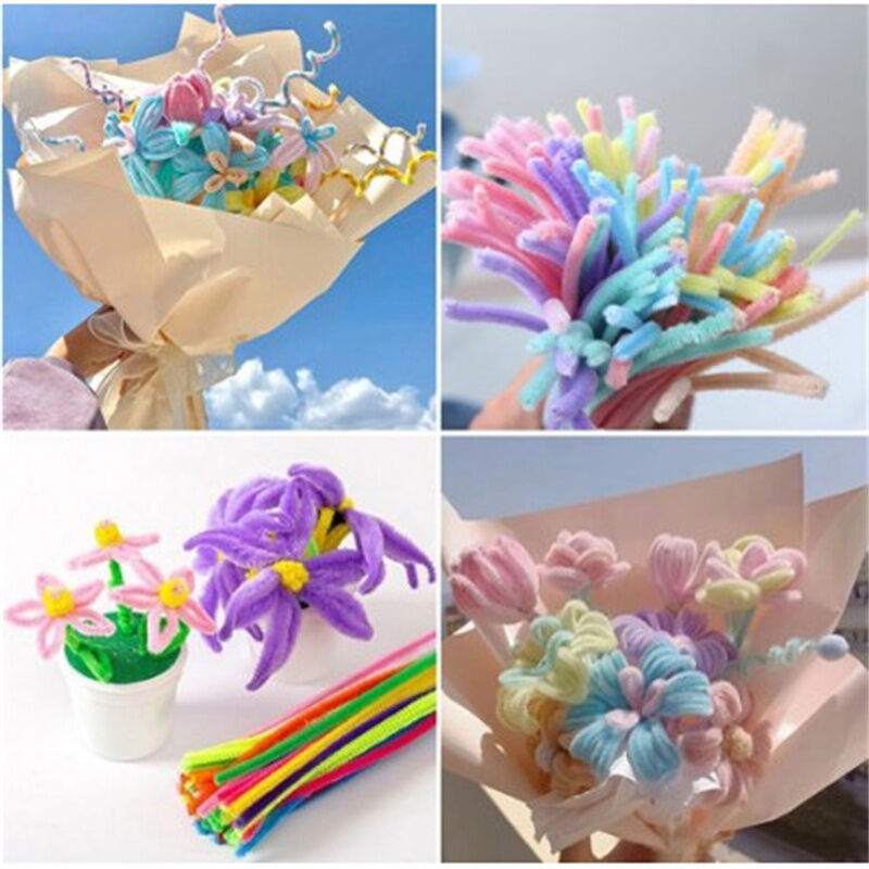 100PCS Fuzzy Wires | DIY Craft Stems | Colored Pipe Cleaners | Fuzzy Chenille Stems Twist Wire. 