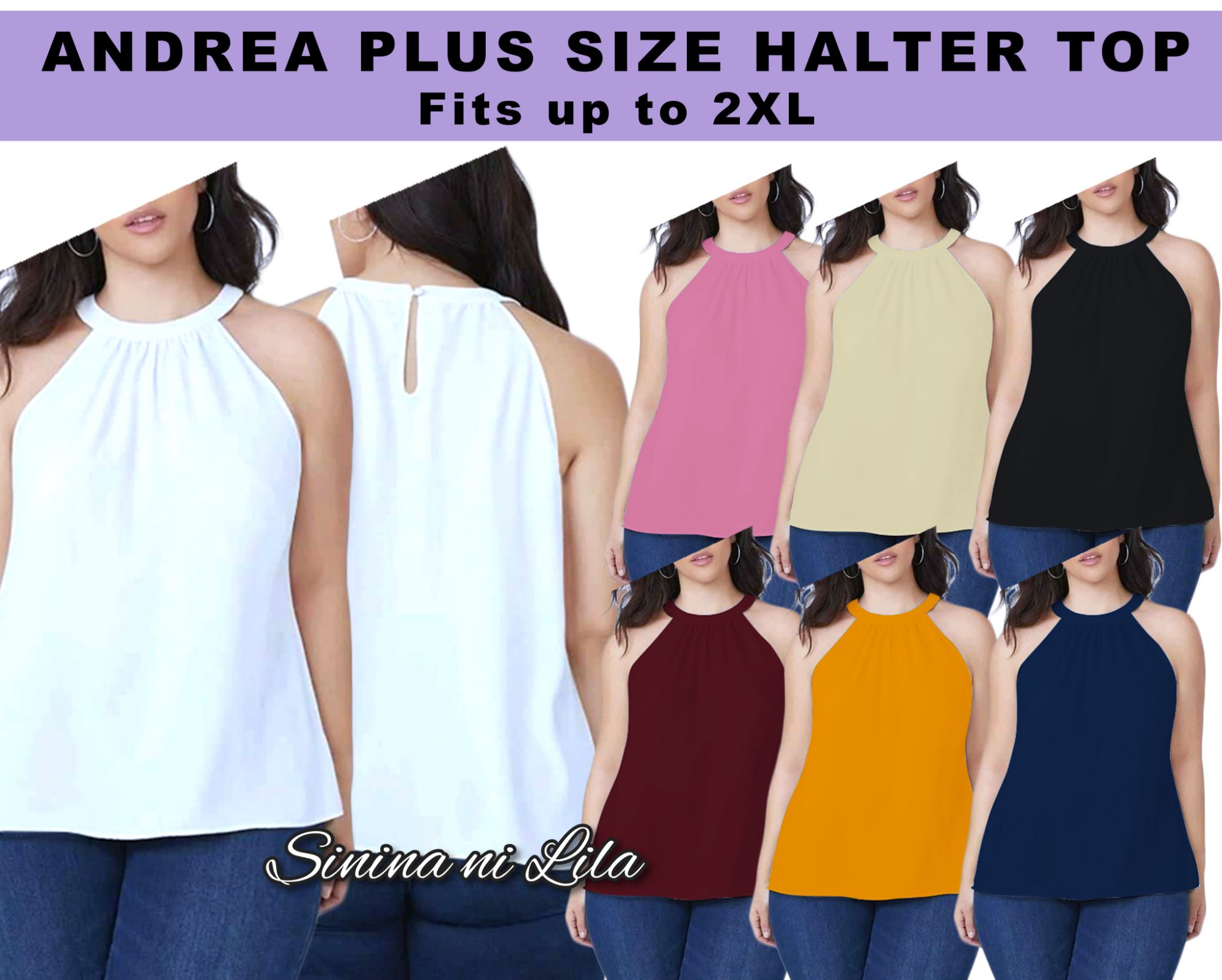 Andrea Plus Size Halter Top