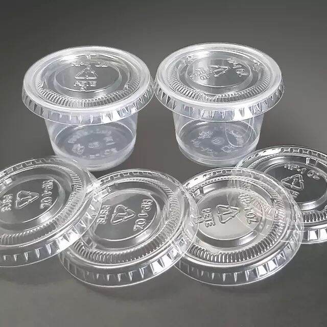 50pcs Restaurant Disposable takeaway PP Plastic Sauce Cup with Lids