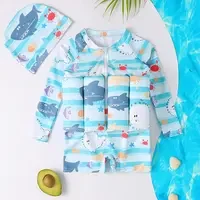 Childrens Buoyancy Swimsuit Cartoon Print Swimwear Kid One-Piece Floating Rash Guards Bathing Clothes Boys Girls Swimming Suits