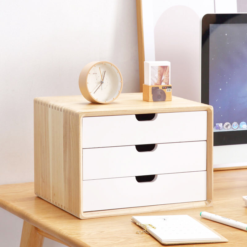 Solid Wood Desktop MultiLayer Storage with Drawer Office A4