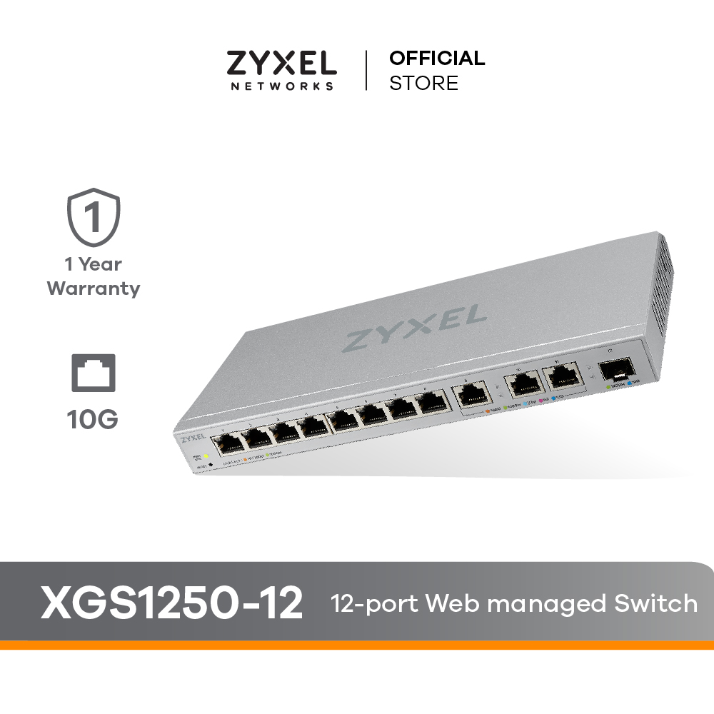 XGS1250-12 - 12-Port Web-Managed Multi-Gigabit Switch includes 3-Port 10G  and 1-Port 10G SFP+
