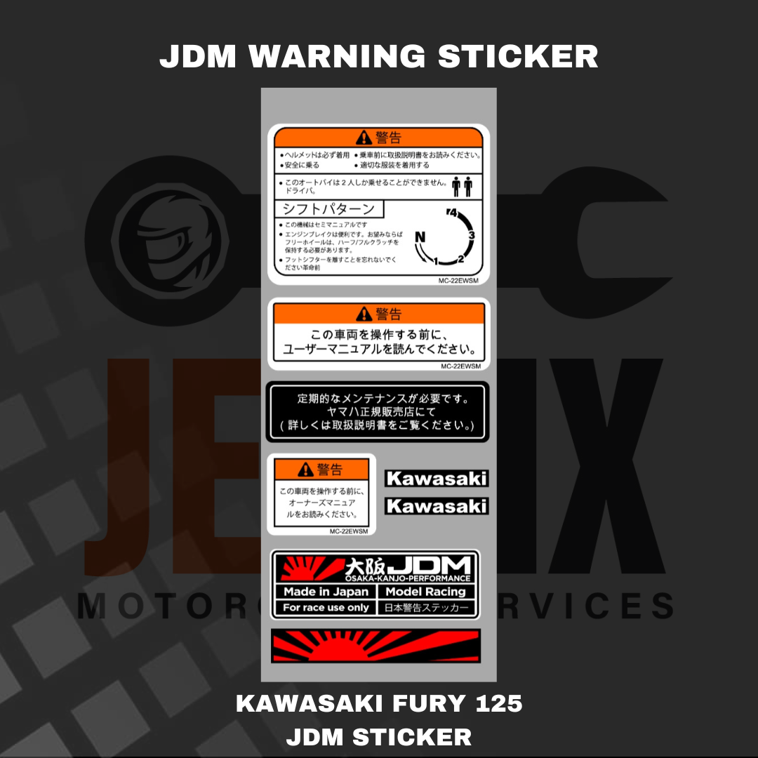 JDM JAPAN WARNING STICKERS with shifting pattern. 