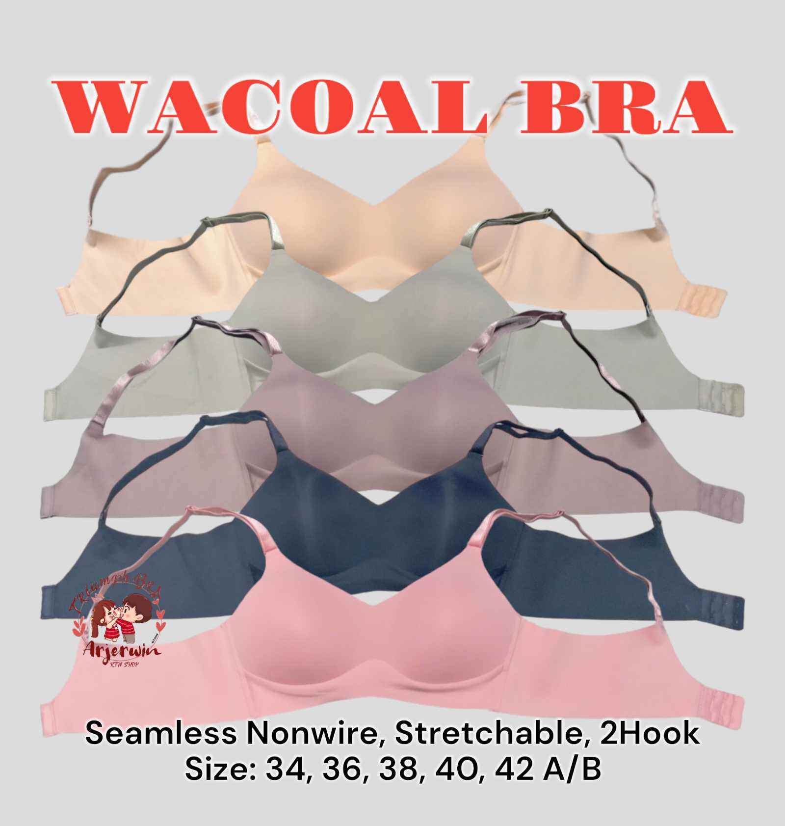 Wonder Seamless Wacoal bra / Wireless/ elegant beauty/ size: 34, 36, 38, 40, 42 cup a, b/ high quality bra/ streachable/ spandex /