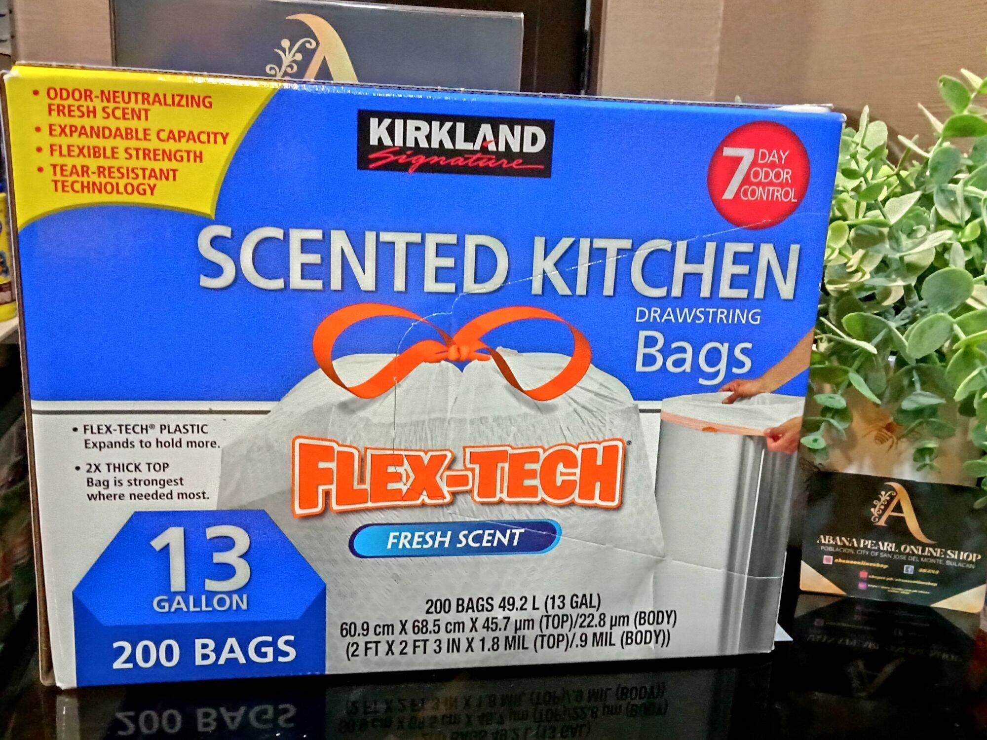 Kirkland Signature FlexTech 13Gallon Scented Kitchen Trash Bags, 200