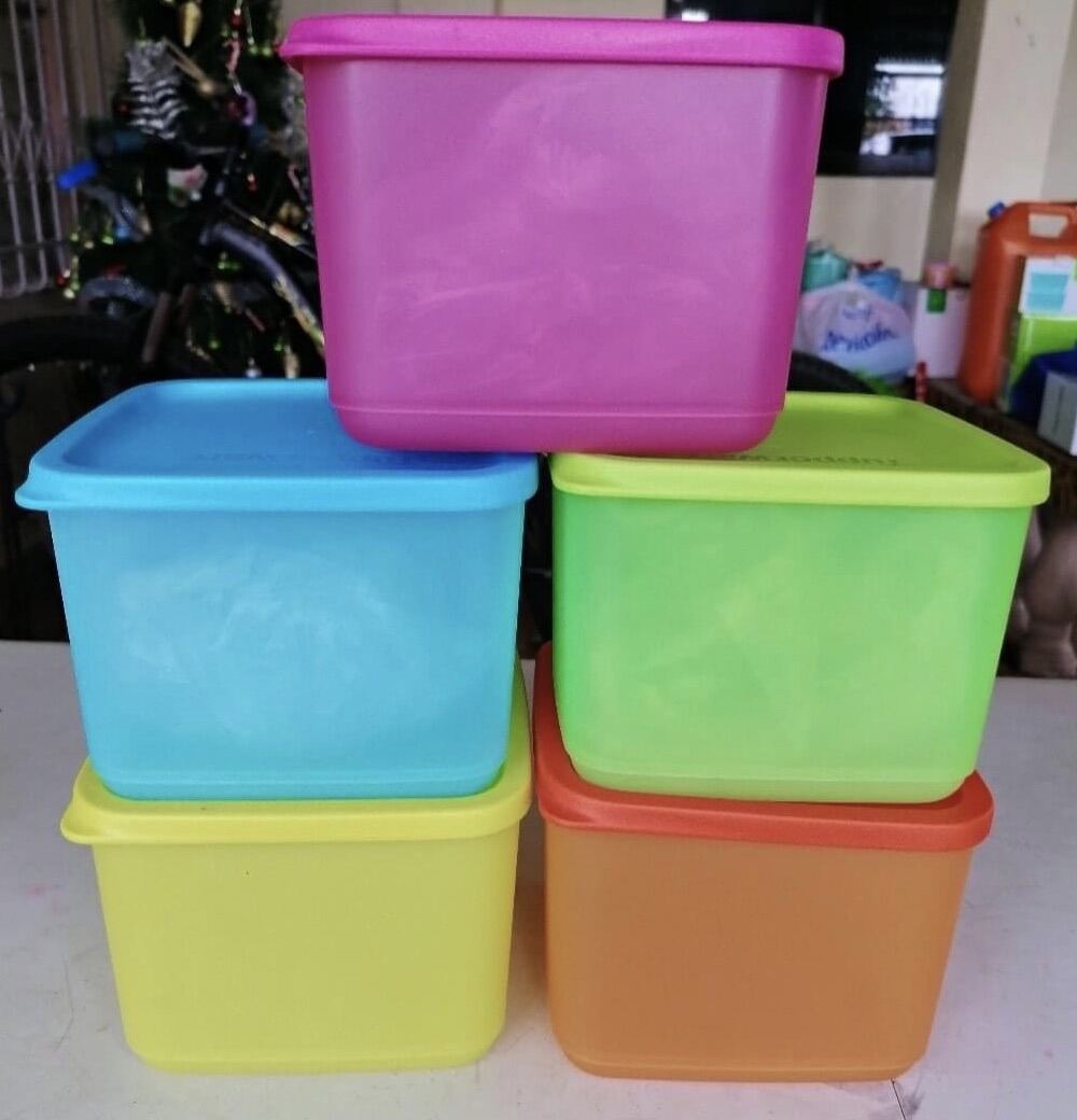 Tupperware Square Rounds Set of 3 Modular Cubix Basic Brights Pink Purple ❤️