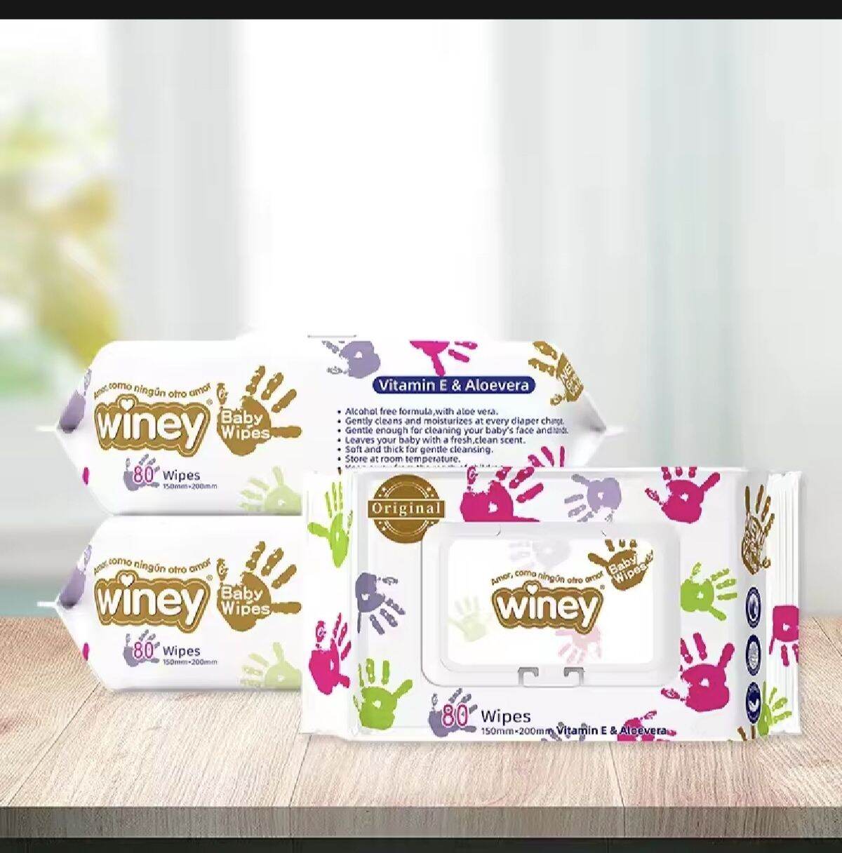 Winey 80-Count Unscented Alcohol-Free Baby Wipes for Sensitive