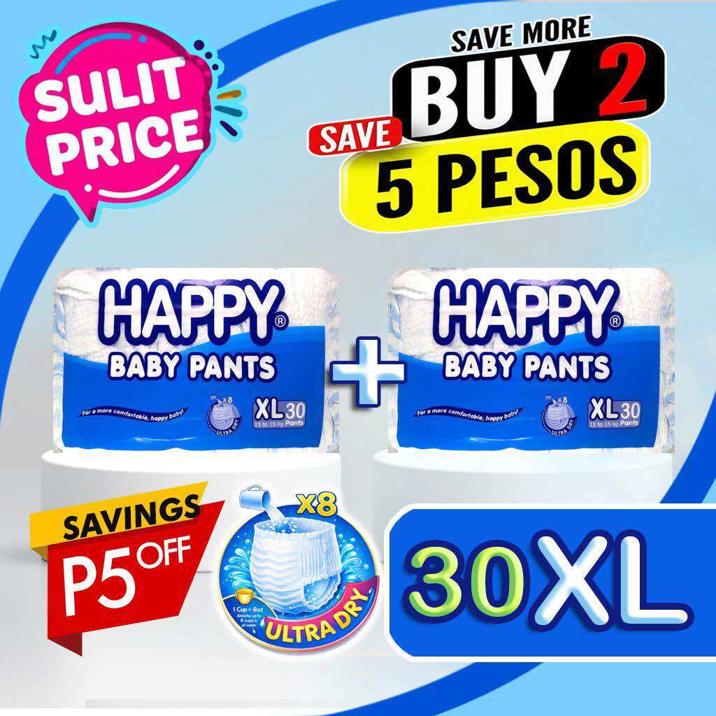 [BUNDLE SAVER] 2-Pack Happy Baby Pants Diapers XL Generic (60 pieces)