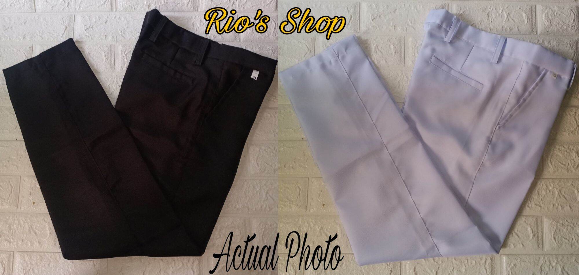 Slacks BLACK/WHITE/BLUISH White For Seaman Straight Cut